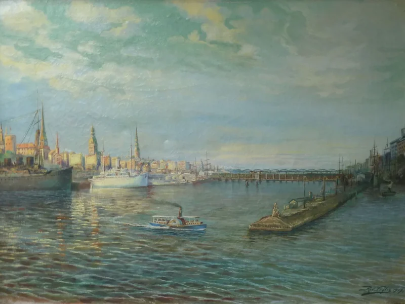 1870-Rudolf Feyler - Veduta della citta di Riga dal fiume Daugava